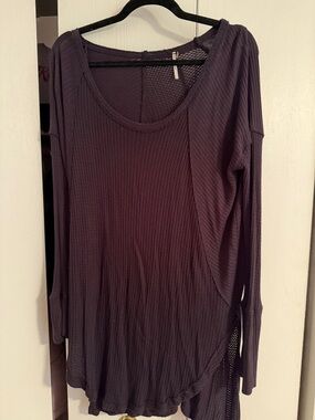 Free People Long Sleeve Scoop Neck Tunic in Plum
